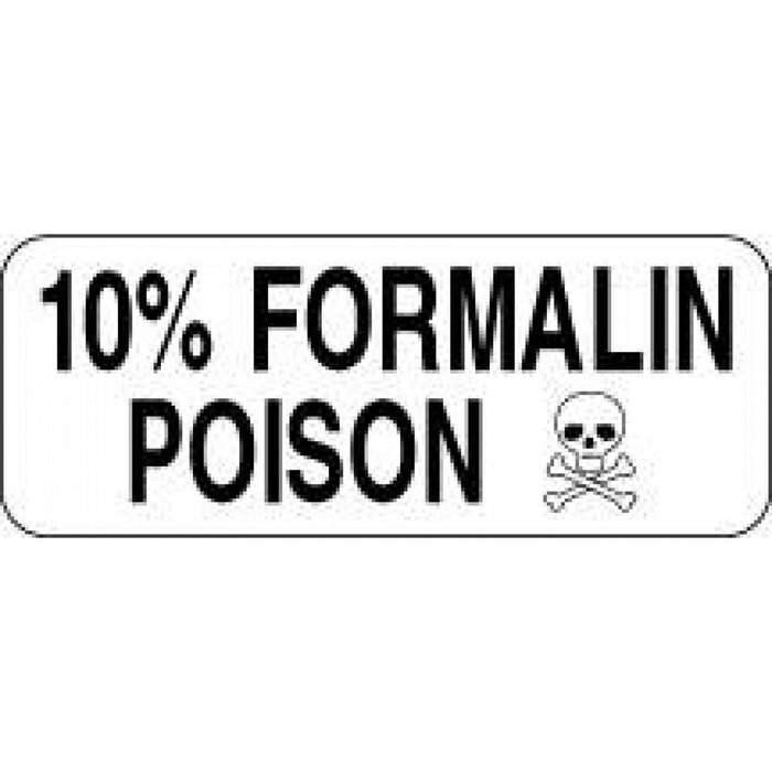 Label Paper Permanent 10% Formalin Poison 2 1/4" X 7/8" White 1000 Per Roll
