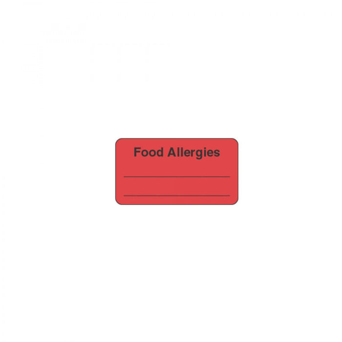 Label Paper Permanent Food Allergies 1 5/8" X 7/8" Fl. Red 1000 Per Roll