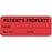 Label Paper Permanent Patients Property 2 1/4" X 7/8" Fl. Red 1000 Per Roll