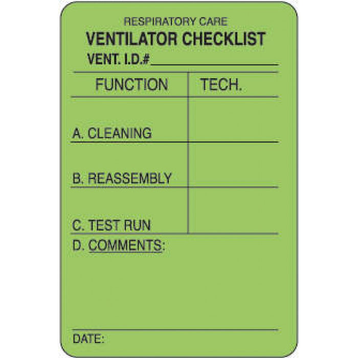 Label Paper Removable Respiratory Care 3" X 2" Fl. Green 500 Per Roll
