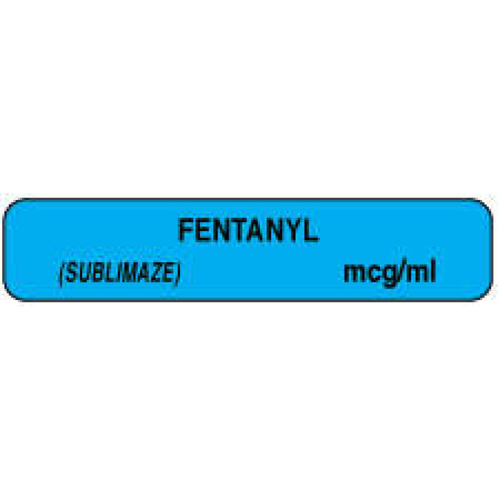 Anesthesia Label Paper Permanent Fentanyl (Sublimaze) 1 1/2" X 1/3" Blue 1000 Per Roll