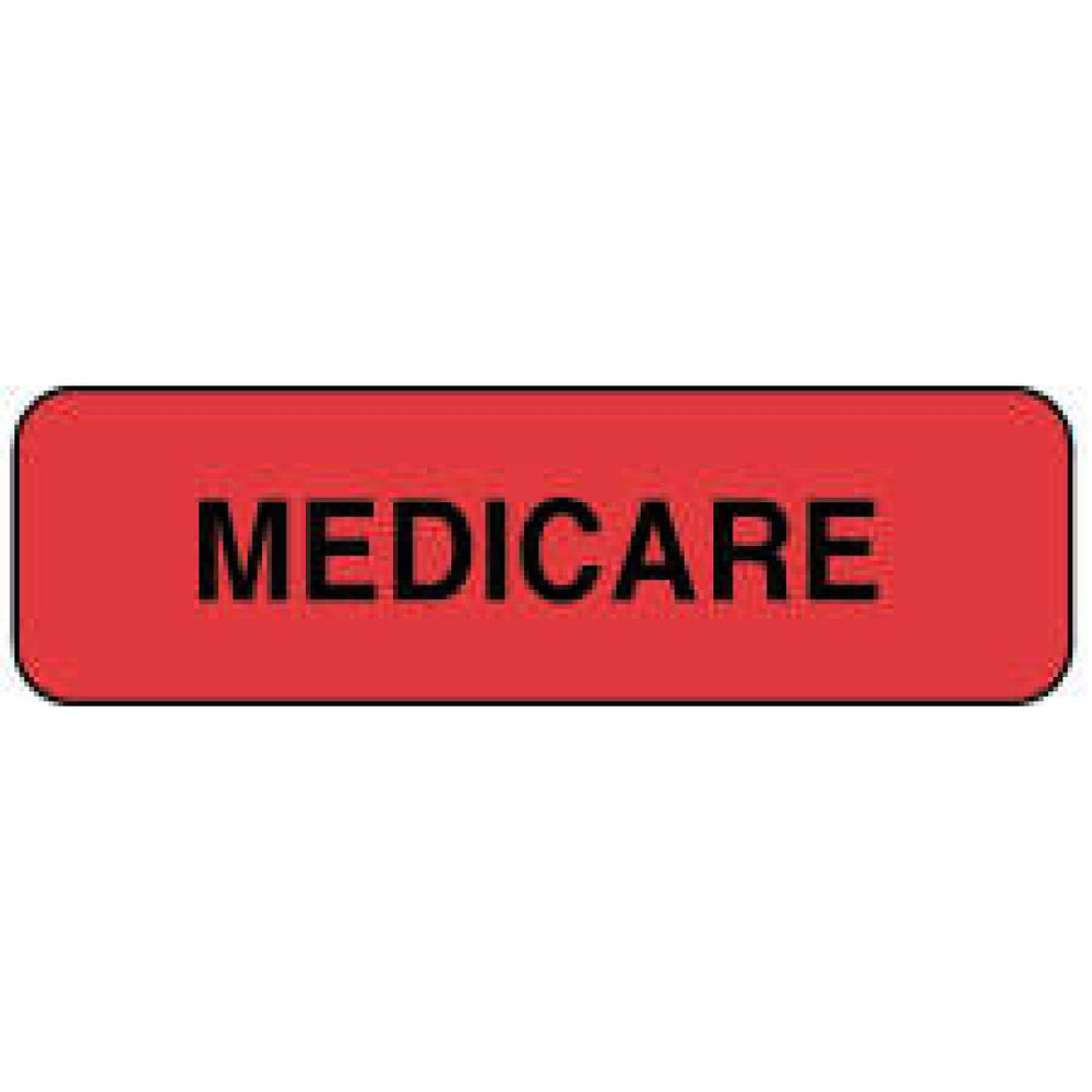 Label Paper Permanent Medicare 1 1/4" X 3/8" Fl. Red 1000 Per Roll