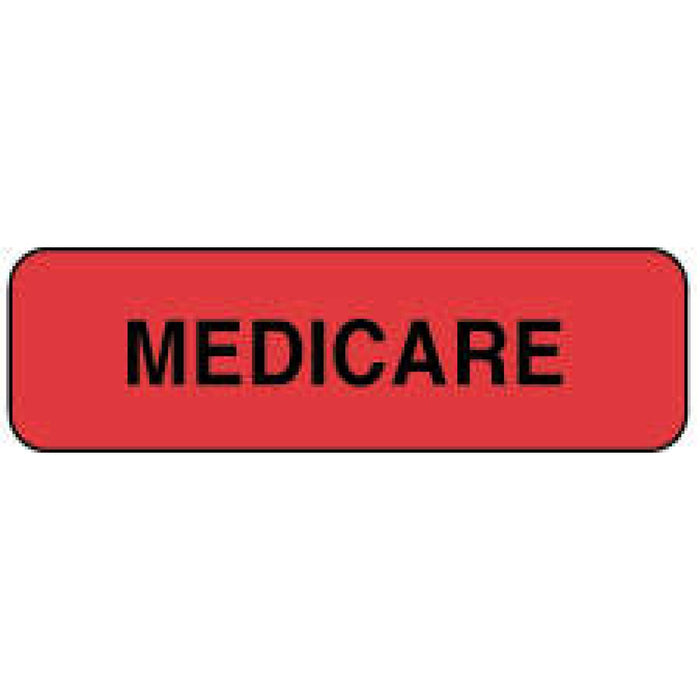 Label Paper Permanent Medicare 1 1/4" X 3/8" Fl. Red 1000 Per Roll