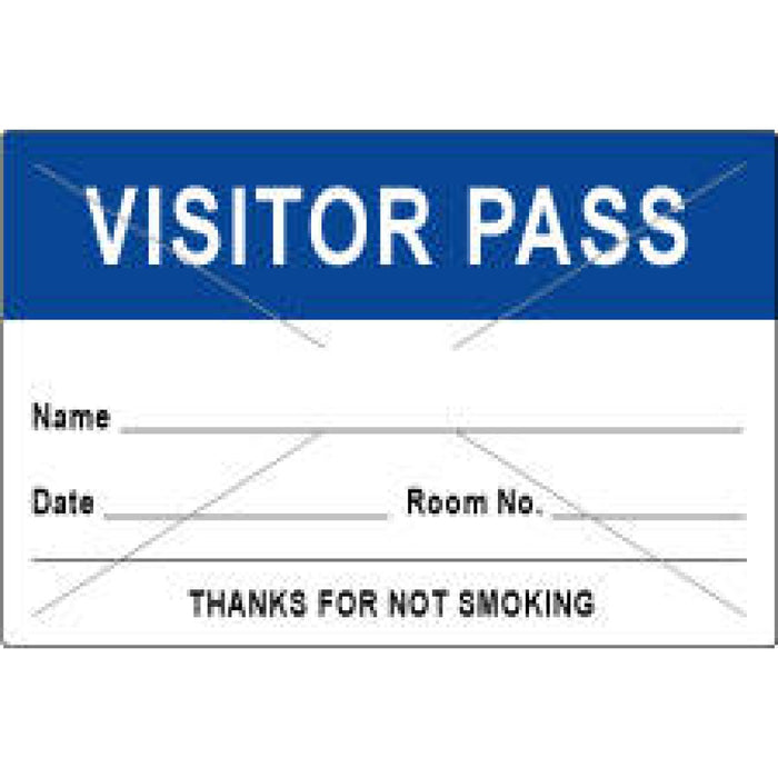 Visitor Pass Label Tamper-Evident Paper Removable Visitor Pass Name 3" Core 3 X 2" Dark Blue 1000 Per Roll