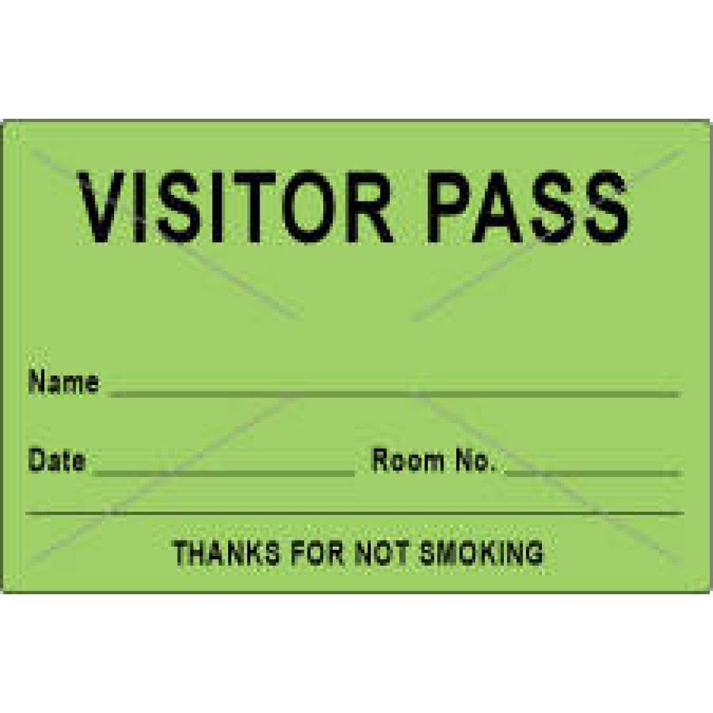 Visitor Pass Label Tamper-Evident Paper Removable Visitor Pass Name 3" Core 3 X 2" Fl. Green 1000 Per Roll