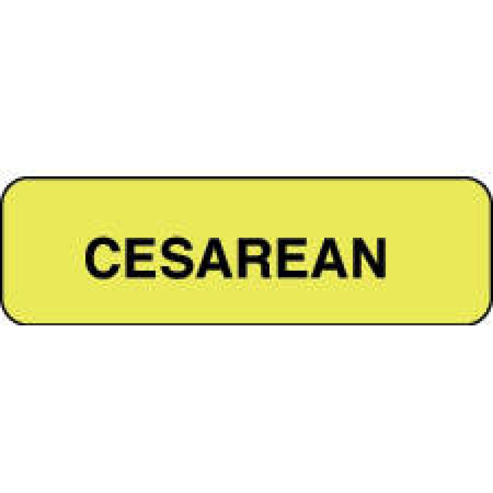 Label Paper Permanent Cesarean 1 1/4" X 3/8" Fl. Yellow 1000 Per Roll