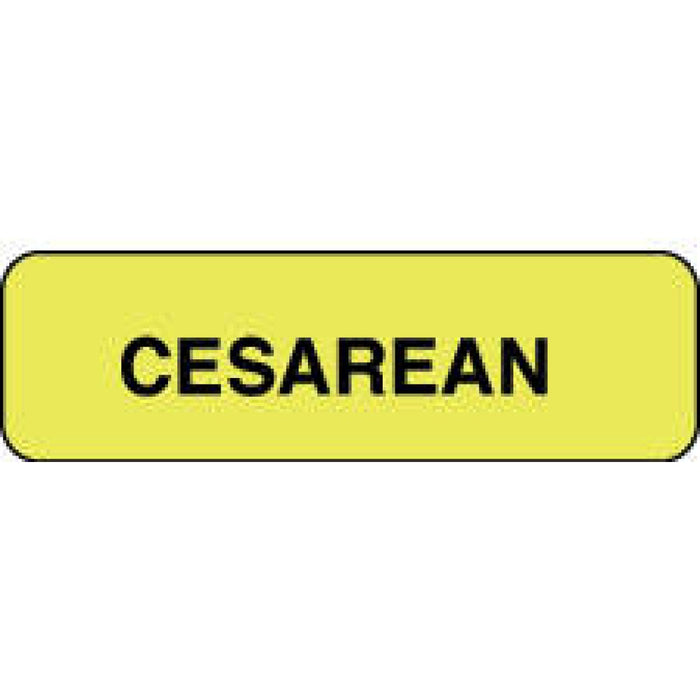 Label Paper Permanent Cesarean 1 1/4" X 3/8" Fl. Yellow 1000 Per Roll