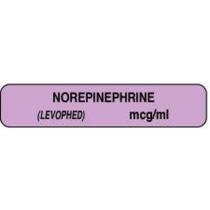 Anesthesia Label Paper Permanent Norepinephrine 1 1/2" X 1/3" Lilac 1000 Per Roll