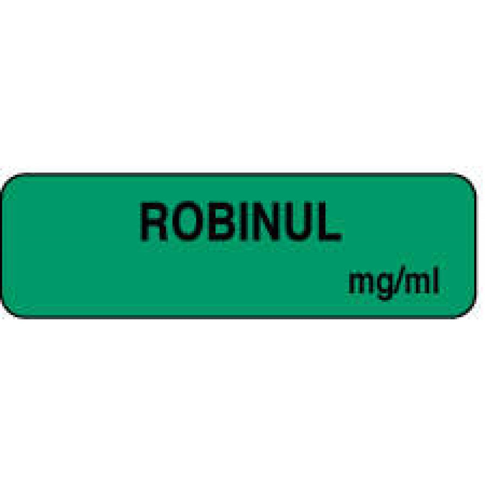 Anesthesia Label (Paper, Permanent) Robinul Mg/Ml 1 1/4