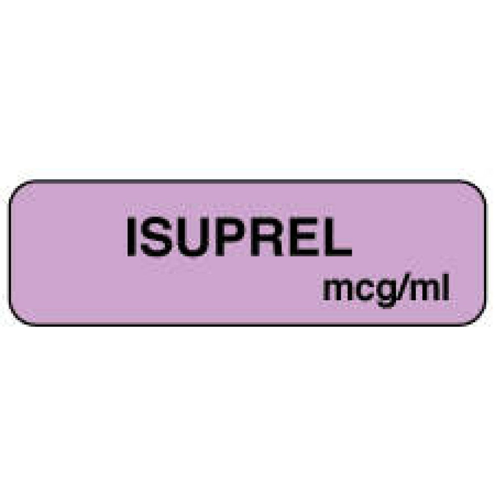 Anesthesia Label (Paper, Permanent) Isuprel Mcg/Ml 1 1/4