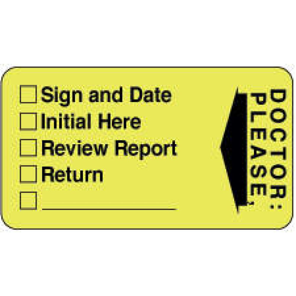 Label Paper Removable []Sign And Date 2 1/2" X 1 1/4" Fl. Yellow 1000 Per Roll