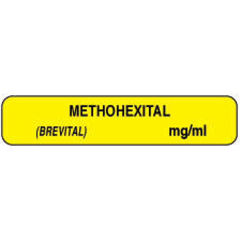 Anesthesia Label Paper Permanent Methohexital (Brevital) 1 1/2" X 1/3" Yellow 1000 Per Roll
