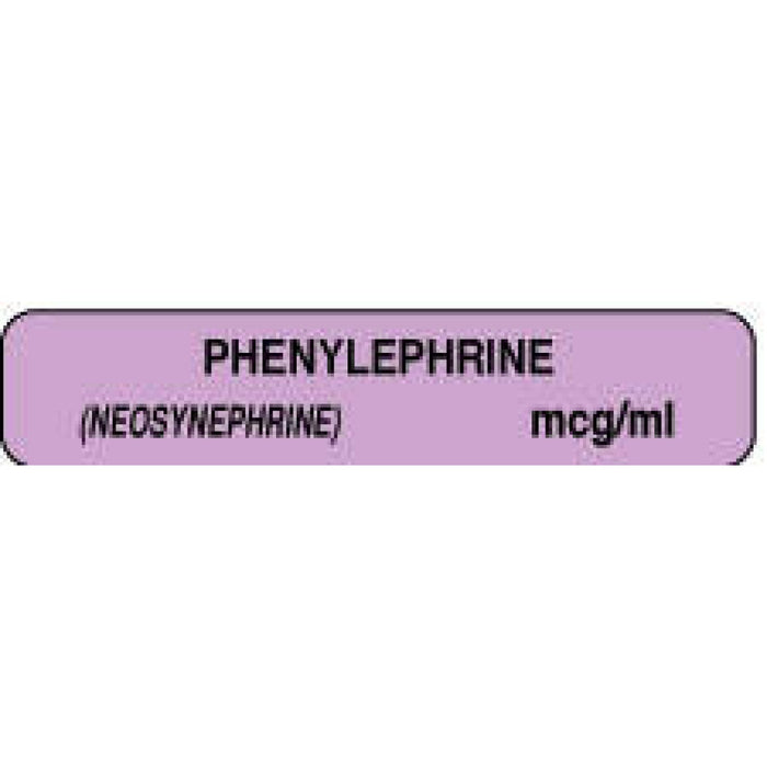 Anesthesia Label Paper Permanent Phenylephrine (Neo 1 1/2" X 1/3" Lilac 1000 Per Roll