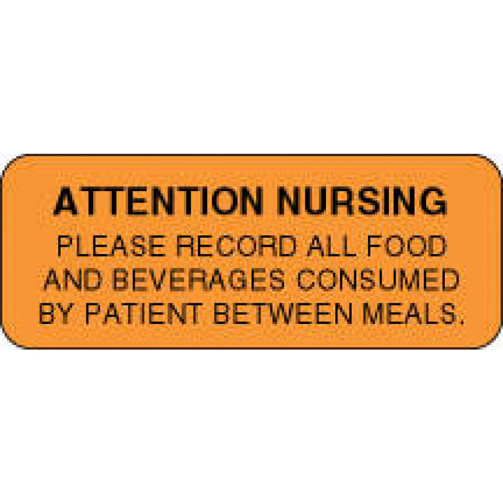 Label Paper Permanent Attention Nursing 2 1/4" X 7/8" Fl. Orange 1000 Per Roll