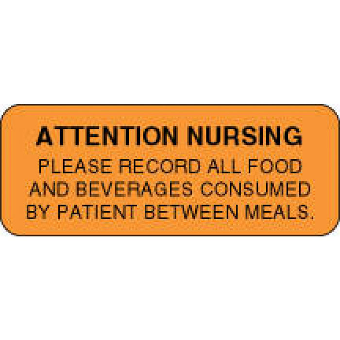 Label Paper Permanent Attention Nursing 2 1/4" X 7/8" Fl. Orange 1000 Per Roll