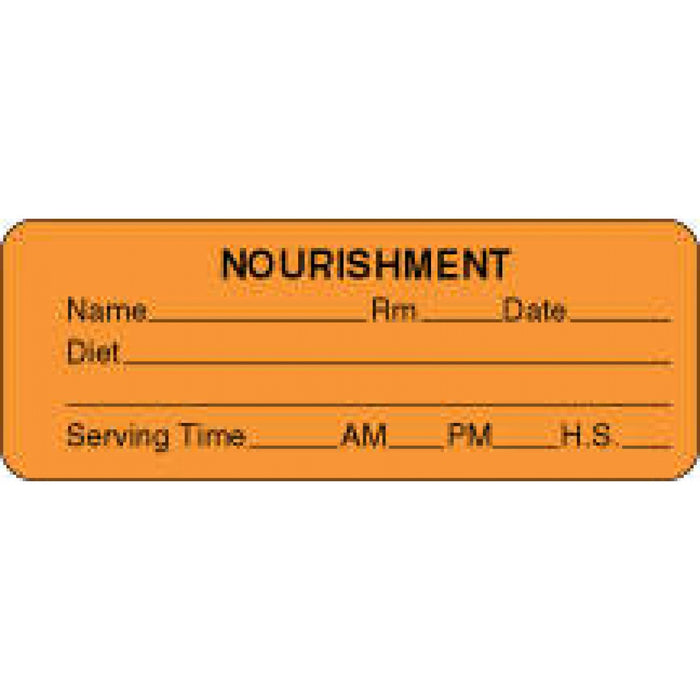 Label Paper Permanent Nourishment Name 3" X 1 1/8" Fl. Orange 1000 Per Roll