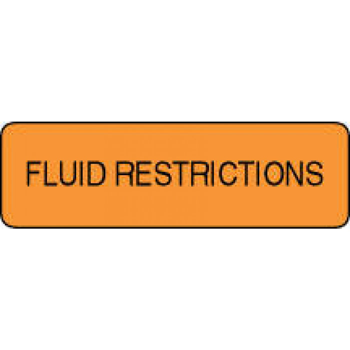 Label Paper Permanent Fluid Restrictions 1 1/4" X 3/8" Fl. Orange 1000 Per Roll