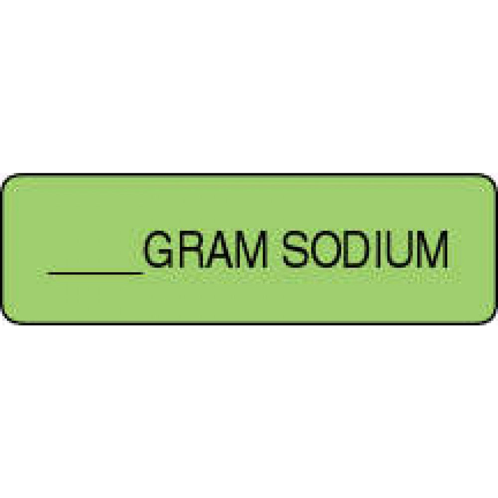 Label Paper Permanent ___Gram Sodium 1 1/4" X 3/8" Fl. Green 1000 Per Roll