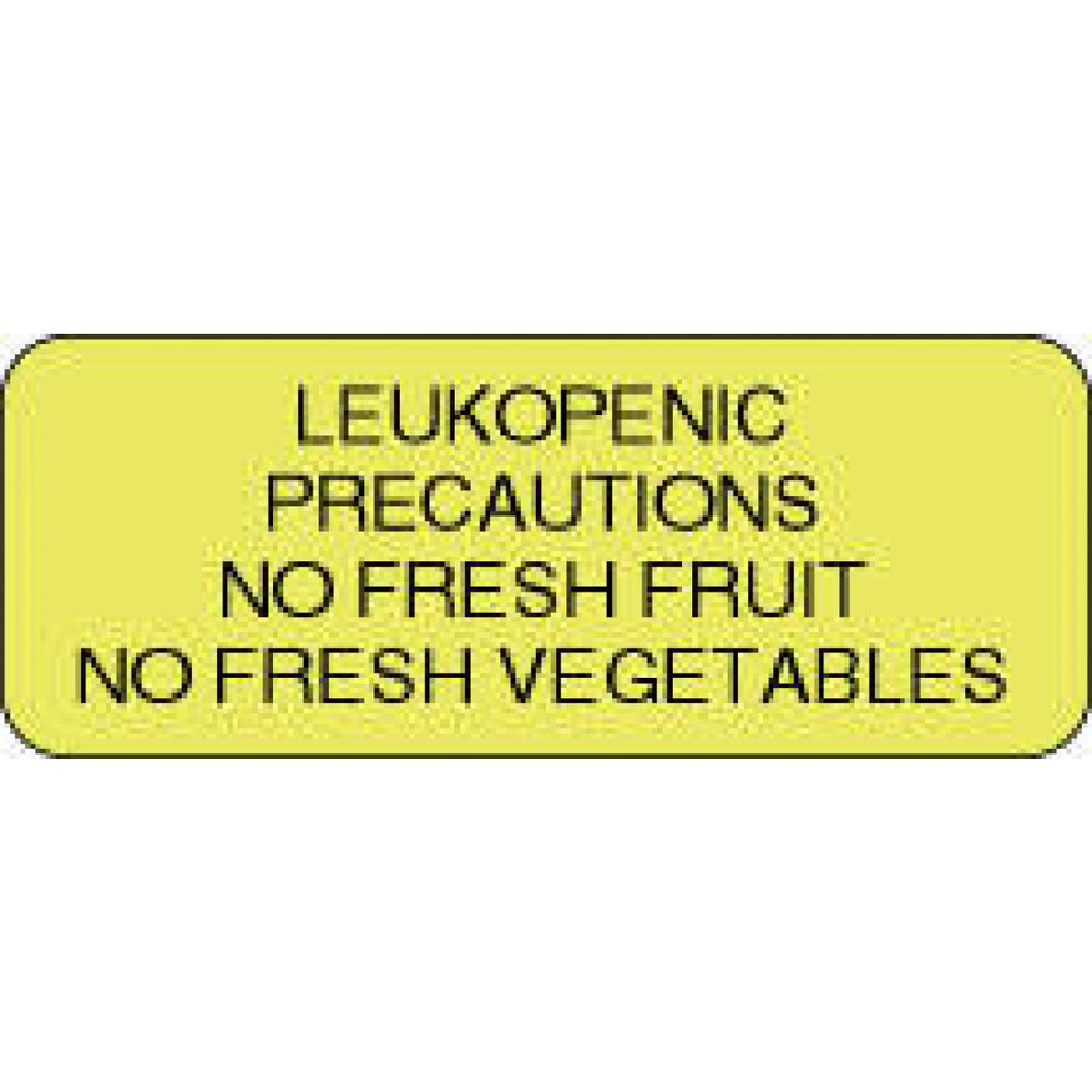 Label Paper Permanent Leukopenic Precautions 2 1/4" X 7/8" Fl. Yellow 1000 Per Roll