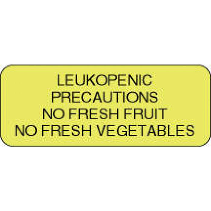 Label Paper Permanent Leukopenic Precautions 2 1/4" X 7/8" Fl. Yellow 1000 Per Roll
