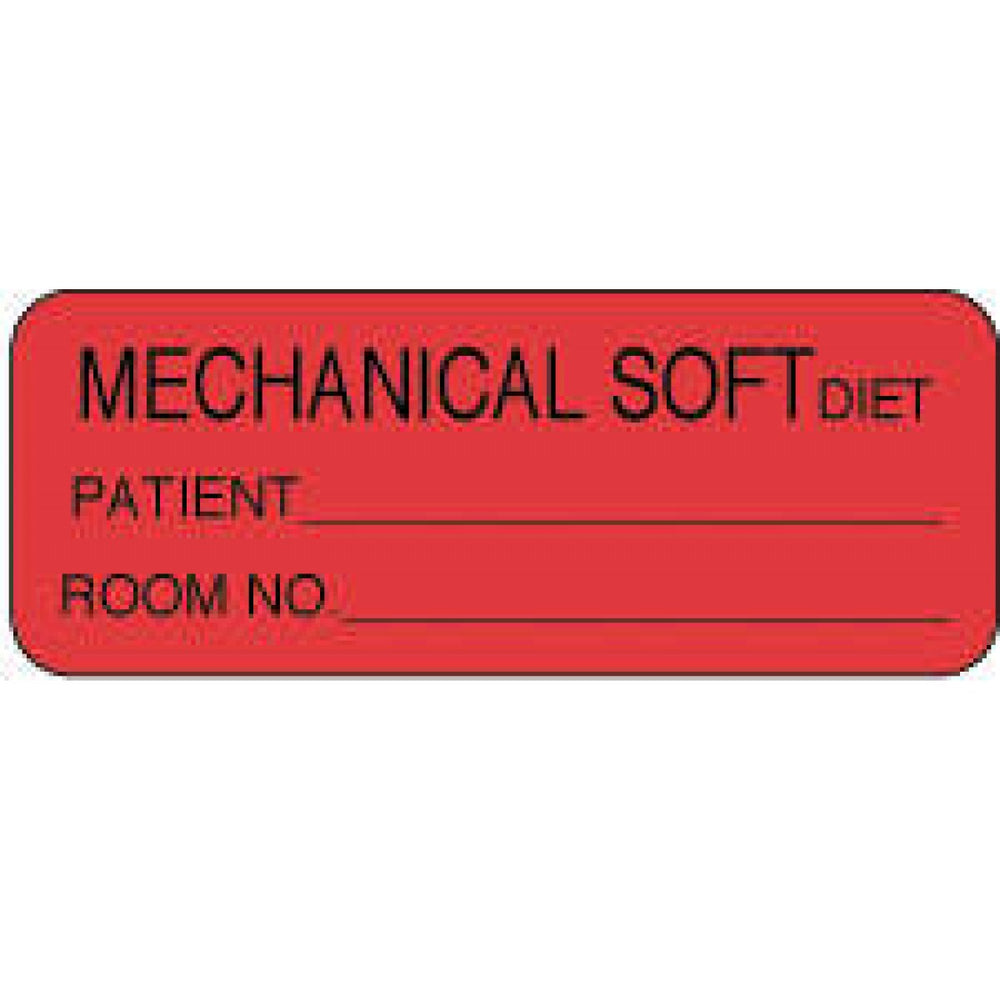 Label Paper Permanent Mechanical Soft Diet 2 1/4" X 7/8" Fl. Red 1000 Per Roll
