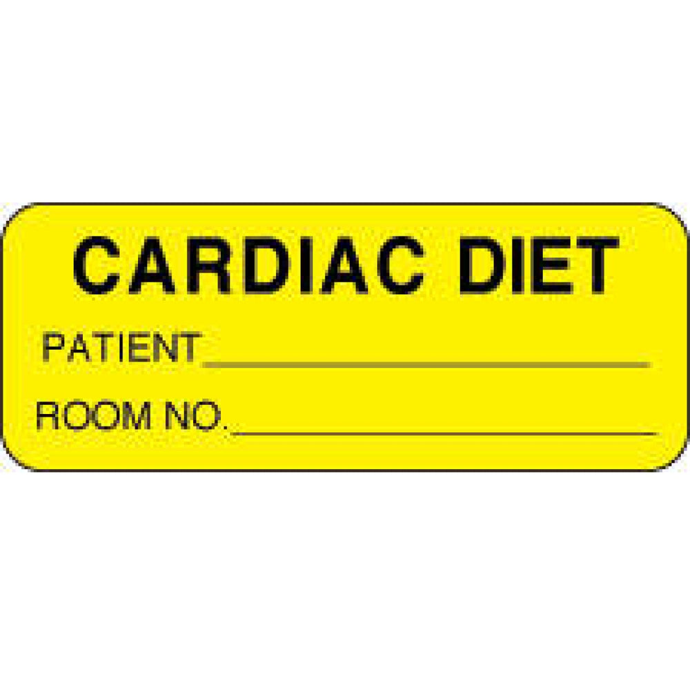 Label Paper Permanent Cardiac Diet 2 1/4" X 7/8" Yellow 1000 Per Roll