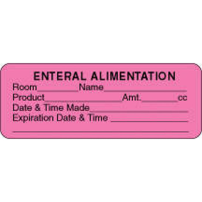Label Paper Permanent Enteral Alimentation 3" X 1 1/8" Fl. Pink 1000 Per Roll