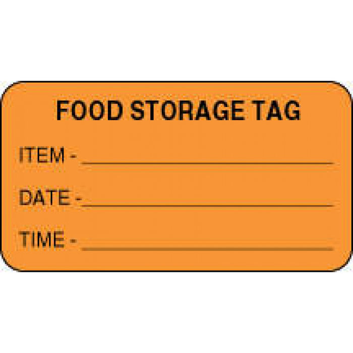 Label Paper Permanent Food Storage Tag 3" X 1 5/8" Fl. Orange 1000 Per Roll