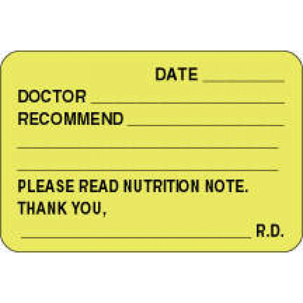 Label Paper Permanent Date ___ Doctor 3" X 2" Fl. Yellow 500 Per Roll