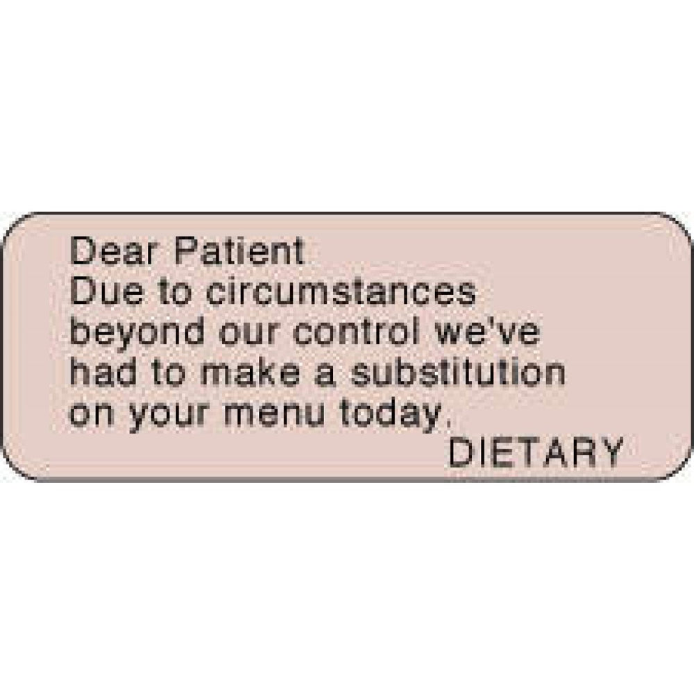 Label Paper Permanent Dear Patient Due 2 1/4" X 7/8" Tan 1000 Per Roll