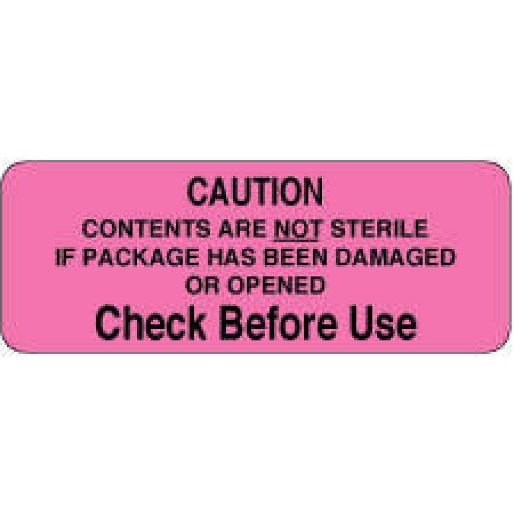 Label Paper Permanent Caution Contents Are 3" X 1 1/8" Fl. Pink 1000 Per Roll