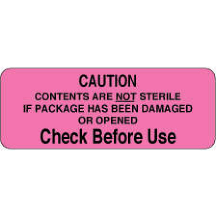 Label Paper Permanent Caution Contents Are 3" X 1 1/8" Fl. Pink 1000 Per Roll