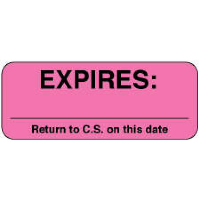 Label Paper Removable Expires: ___ 2 1/4" X 7/8" Fl. Pink 1000 Per Roll