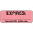 Label Paper Permanent Expires: ___ 2 1/4" X 7/8" Pink 1000 Per Roll