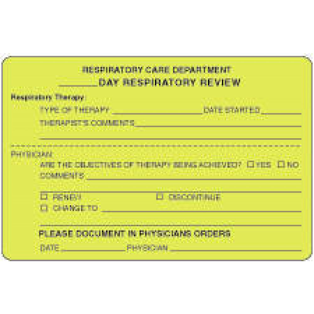 Label Paper Permanent Respiratory Care 4" X 2 5/8" Fl. Yellow 500 Per Roll