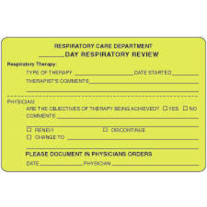 Label Paper Permanent Respiratory Care 4" X 2 5/8" Fl. Yellow 500 Per Roll
