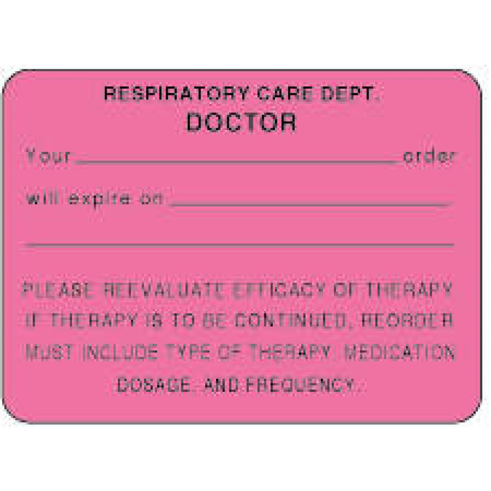 Label Paper Permanent Respiratory Care 2 3/8" X 1 3/4" Fl. Pink 1000 Per Roll