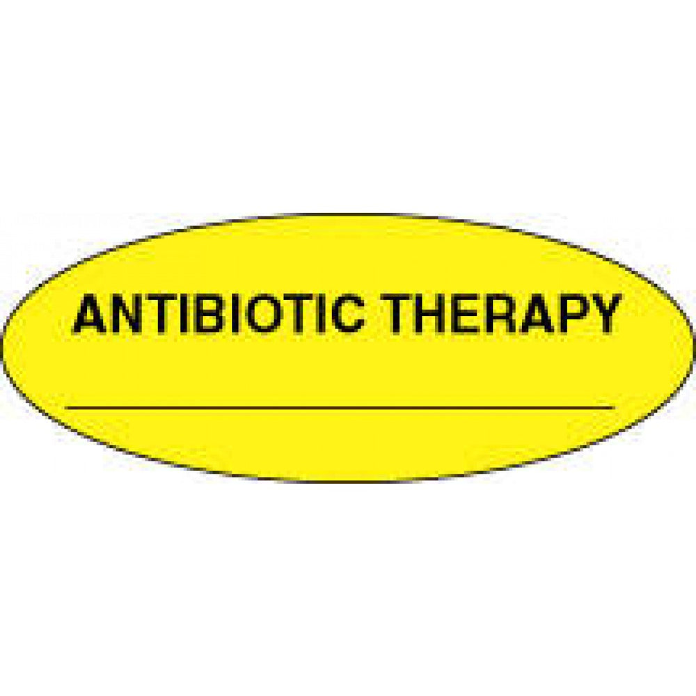 Label Paper Permanent Antibiotic Therapy 2 1/4" X 7/8" Yellow 1000 Per Roll