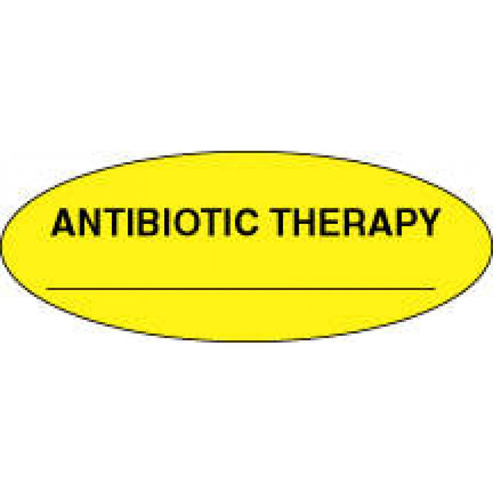 Label Paper Permanent Antibiotic Therapy 2 1/4" X 7/8" Yellow 1000 Per Roll