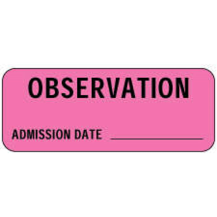 Label Paper Removable Observation Admission 2 1/4" X 7/8" Fl. Pink 1000 Per Roll