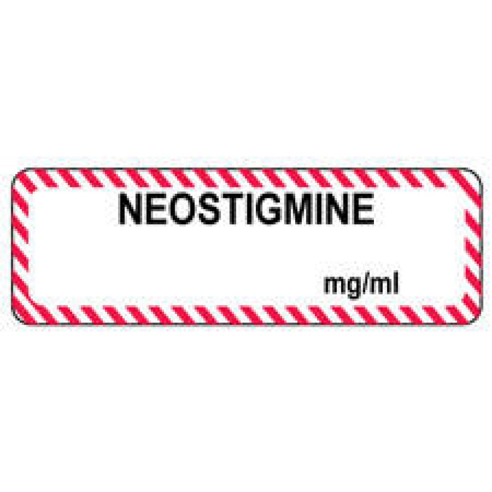 Anesthesia Label Paper Permanent Neostigmine Mg/Ml 1 1/2" X 1/2" White With Fl. Red 1000 Per Roll