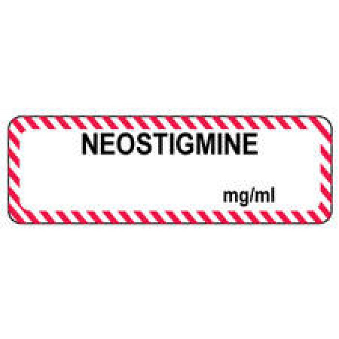 Anesthesia Label Paper Permanent Neostigmine Mg/Ml 1 1/2" X 1/2" White With Fl. Red 1000 Per Roll