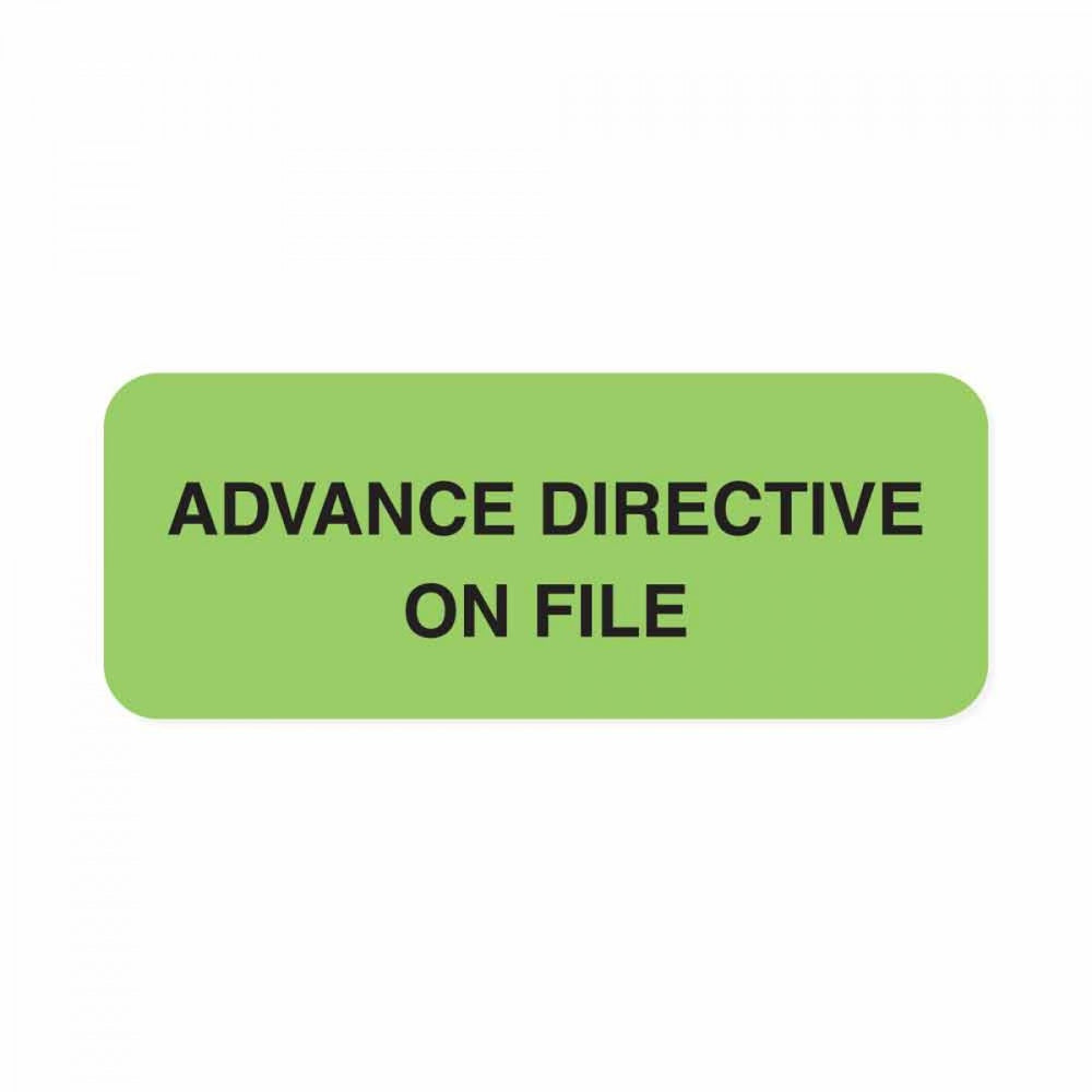 Label Paper Removable Advance Directive On 2 1/4" X 7/8" Fl. Green 1000 Per Roll