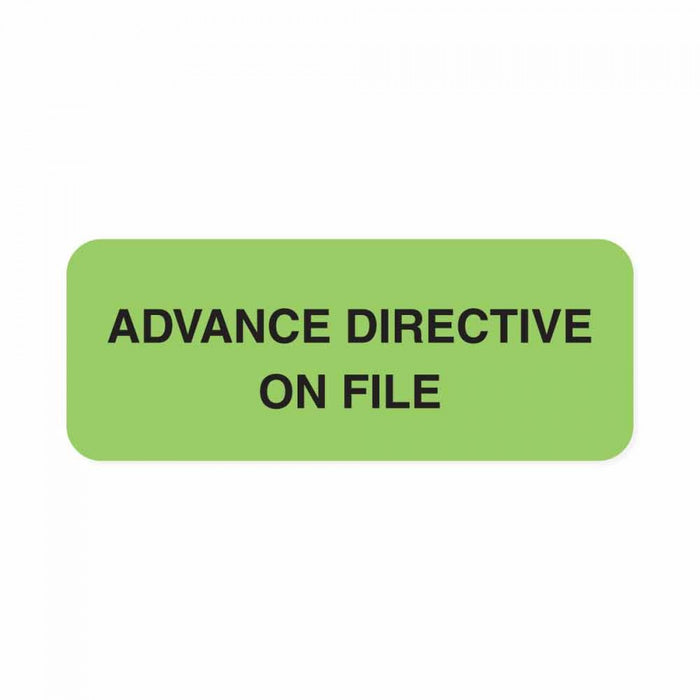 Label Paper Removable Advance Directive On 2 1/4" X 7/8" Fl. Green 1000 Per Roll