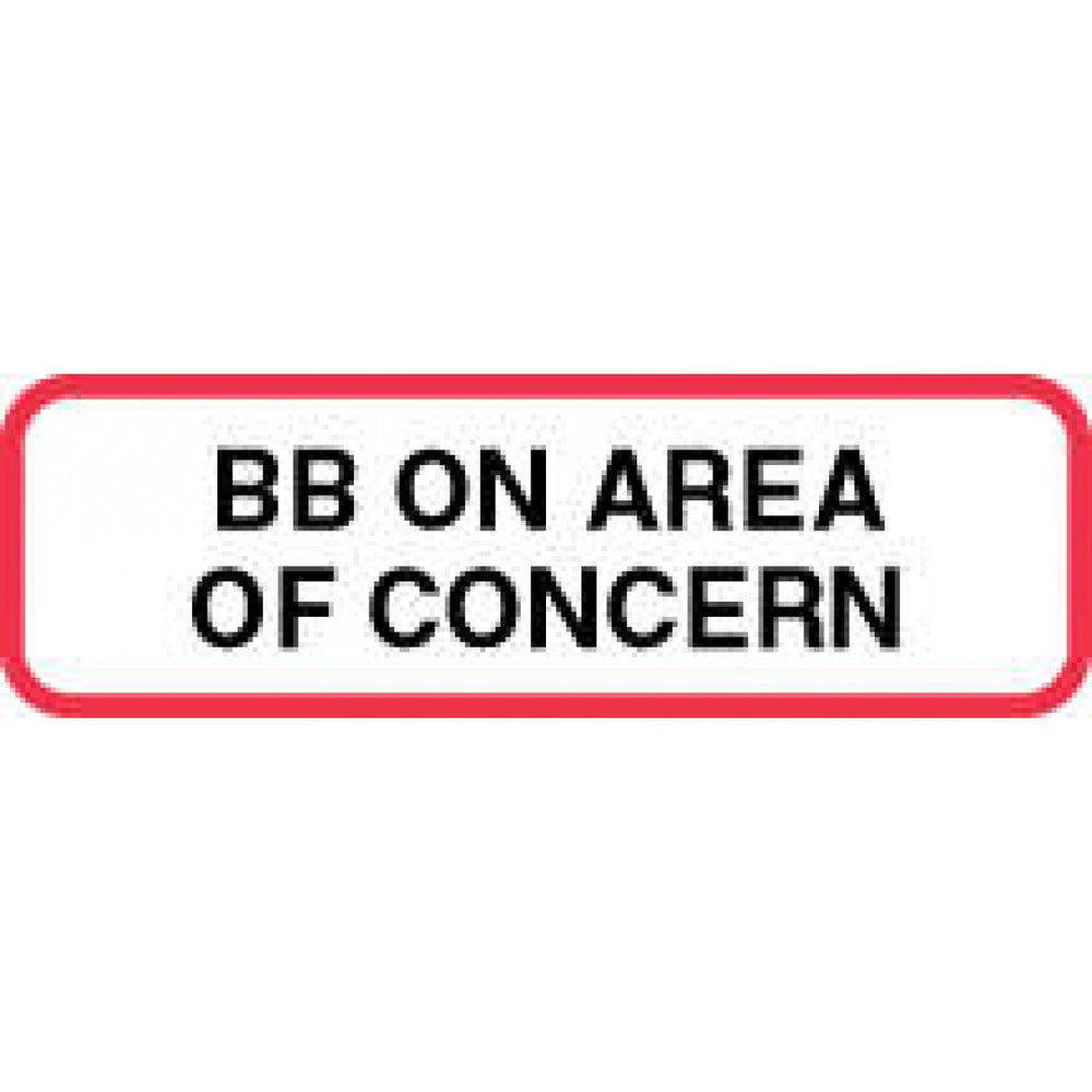 Label Paper Permanent Bb On Area Of Concern 1 1/4" X 3/8" White With Red 1000 Per Roll