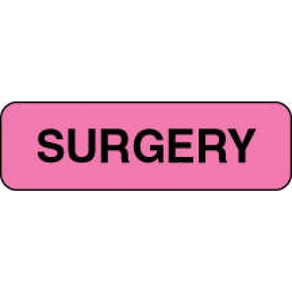 Label Paper Permanent Surgery 1 1/4" X 3/8" Fl. Pink 1000 Per Roll