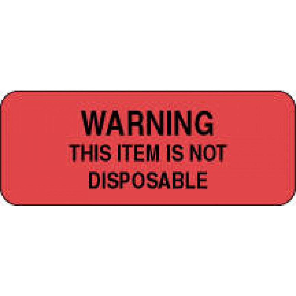 Label Paper Permanent Warning This Item 2 1/4" X 7/8" Fl. Red 1000 Per Roll