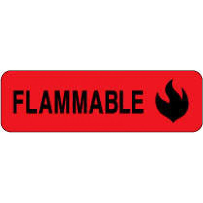 Label Paper Permanent Flammable 2 7/8" X 7/8" Fl. Red 1000 Per Roll