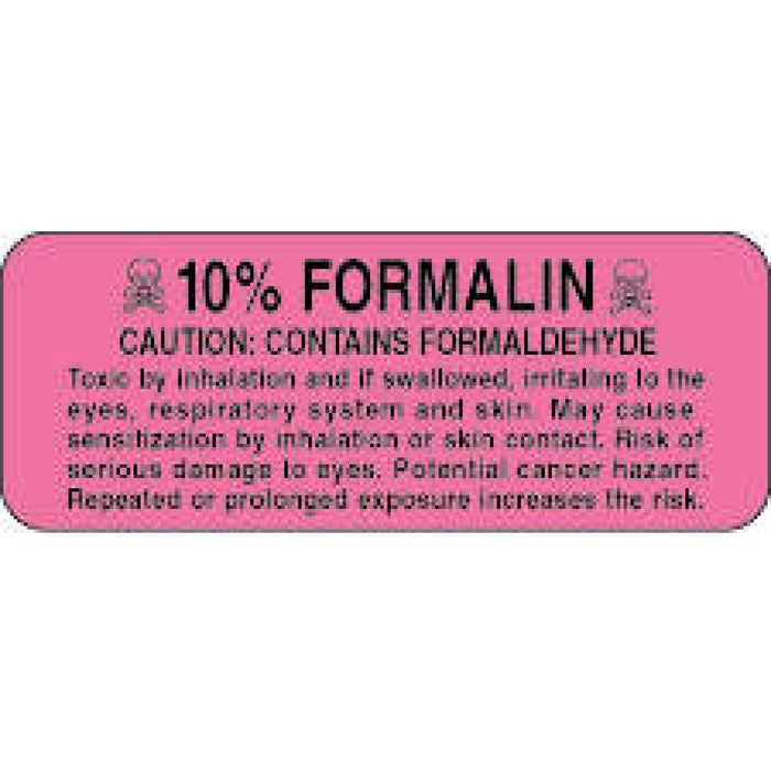 Label Paper Permanent 0.1 Formalin 2 1/4" X 7/8" Fl. Pink 1000 Per Roll