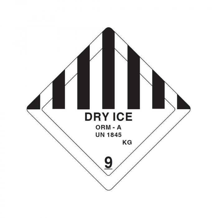 Label Paper Permanent Dry Ice Orm - A 3" Core 4" X 4 White And Black 250 Per Roll